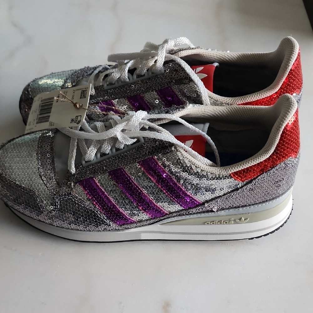 Adidas Silver and Purple Sequin Shoes